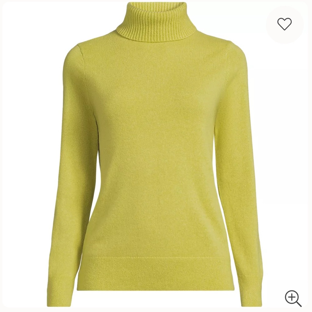 Lands' End Cashmere Women's Bright Yellow Turtleneck Sweater